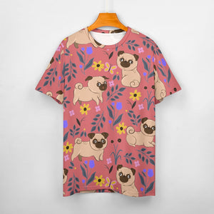 Flower Garden Pug Love All Over Print Women's Cotton T-Shirt - 4 Colors-Apparel-Apparel, Pug, Shirt, T Shirt-7