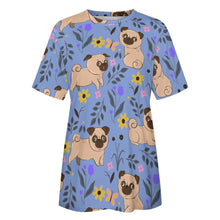 Load image into Gallery viewer, Flower Garden Pug Love All Over Print Women&#39;s Cotton T-Shirt - 4 Colors-Apparel-Apparel, Pug, Shirt, T Shirt-9