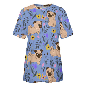 Flower Garden Pug Love All Over Print Women's Cotton T-Shirt - 4 Colors-Apparel-Apparel, Pug, Shirt, T Shirt-9