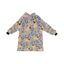 Load image into Gallery viewer, Flower Garden Pug Love Blanket Hoodie for Women-Apparel-Apparel, Blankets-DarkGray-ONE SIZE-10