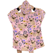 Load image into Gallery viewer, Flower Garden Pug Love Blanket Hoodie for Women - 4 Colors-Apparel-Apparel, Blankets, Pug-6