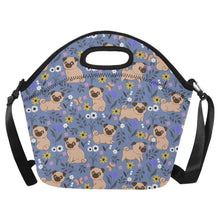 Load image into Gallery viewer, Flower Garden Pug Neoprene Lunch Bag-Accessories-Accessories,Bags,Dog Dad Gifts,Dog Mom Gifts,Lunch Bags,Pug-Slate Blue-ONESIZE-6