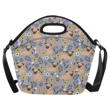 Load image into Gallery viewer, Flower Garden Pug Neoprene Lunch Bag-Accessories-Accessories,Bags,Dog Dad Gifts,Dog Mom Gifts,Lunch Bags,Pug-Parisian Gray-ONESIZE-9