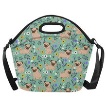 Load image into Gallery viewer, Flower Garden Pug Neoprene Lunch Bag-Accessories-Accessories,Bags,Dog Dad Gifts,Dog Mom Gifts,Lunch Bags,Pug-Mint Green-ONESIZE-7