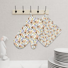 Load image into Gallery viewer, Flower Garden Pug Oven Mitts and Pot Holder Set-Kitchen Decor-Accessories,Dog Mom Gifts,Pug-4