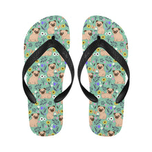 Load image into Gallery viewer, Flower Garden Pug Unisex Slippers-16