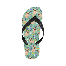Load image into Gallery viewer, Flower Garden Pug Unisex Slippers-MediumAquaMarine-S-20
