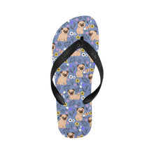 Load image into Gallery viewer, Flower Garden Pug Unisex Slippers-CornflowerBlue-S-12