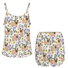 Load image into Gallery viewer, Flower Garden Pug Women&#39;s Cami and Shorts Pajama Set-10