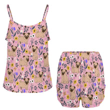 Load image into Gallery viewer, Flower Garden Pug Women&#39;s Cami and Shorts Pajama Set-14