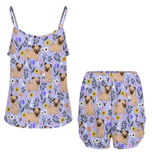 Load image into Gallery viewer, Flower Garden Pug Women&#39;s Cami and Shorts Pajama Set-6