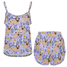 Load image into Gallery viewer, Flower Garden Pug Women&#39;s Cami and Shorts Pajama Set-7