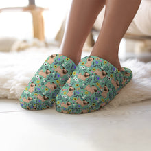 Load image into Gallery viewer, Flower Garden Pug Women's Cotton Mop Slippers-Mint Green-36-37_（5.5-6）-6