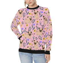 Load image into Gallery viewer, Flower Garden Pugs Women&#39;s Sweatshirt-Apparel-Apparel, Pug, Sweatshirt-Pink1-XS-10