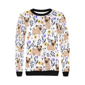 Flower Garden Pugs Women's Sweatshirt-Apparel-Apparel, Pug, Sweatshirt-2
