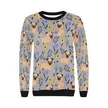 Load image into Gallery viewer, Flower Garden Pugs Women&#39;s Sweatshirt-Apparel-Apparel, Pug, Sweatshirt-4