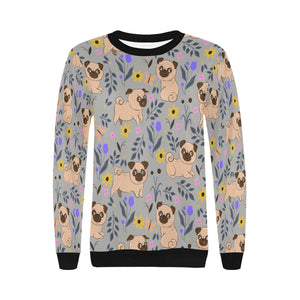 Flower Garden Pugs Women's Sweatshirt-Apparel-Apparel, Pug, Sweatshirt-4