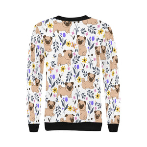 Flower Garden Pugs Women's Sweatshirt-Apparel-Apparel, Pug, Sweatshirt-7