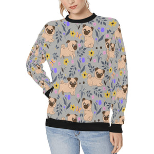 Flower Garden Pugs Women's Sweatshirt-Apparel-Apparel, Pug, Sweatshirt-DarkGray-XS-8