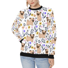 Load image into Gallery viewer, Flower Garden Pugs Women&#39;s Sweatshirt-Apparel-Apparel, Pug, Sweatshirt-White-XS-1