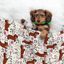 Load image into Gallery viewer, Flower Garden Red Dachshund Blanket for Dog-Pet Furniture-Blanket for Dogs,Blankets,Dachshund,Home Decor-1