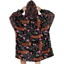 Load image into Gallery viewer, Flower Garden Red Dachshund Blanket Hoodie-Blanket-Apparel, Blanket Hoodie, Blankets, Dachshund, Dog Mom Gifts-12