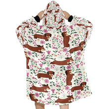 Load image into Gallery viewer, Flower Garden Red Dachshund Blanket Hoodie-Blanket-Apparel, Blanket Hoodie, Blankets, Dachshund, Dog Mom Gifts-15