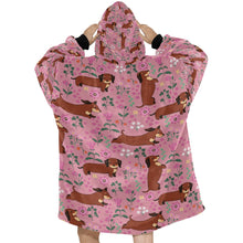 Load image into Gallery viewer, Flower Garden Red Dachshund Blanket Hoodie-Blanket-Apparel, Blanket Hoodie, Blankets, Dachshund, Dog Mom Gifts-21
