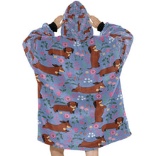 Load image into Gallery viewer, Flower Garden Red Dachshund Blanket Hoodie-Blanket-Apparel, Blanket Hoodie, Blankets, Dachshund, Dog Mom Gifts-27