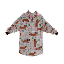 Load image into Gallery viewer, Flower Garden Red Dachshund Blanket Hoodie-Blanket-Apparel, Blanket Hoodie, Blankets, Dachshund, Dog Mom Gifts-35
