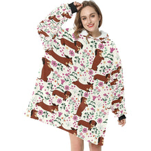 Load image into Gallery viewer, Flower Garden Red Dachshund Blanket Hoodie-Blanket-Apparel, Blanket Hoodie, Blankets, Dachshund, Dog Mom Gifts-3