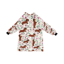 Load image into Gallery viewer, Flower Garden Red Dachshund Blanket Hoodie-Blanket-Apparel, Blanket Hoodie, Blankets, Dachshund, Dog Mom Gifts-Ivory White-ONE SIZE-13