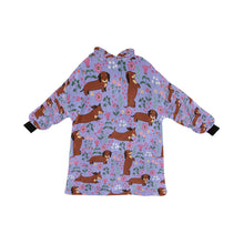 Load image into Gallery viewer, Flower Garden Red Dachshund Blanket Hoodie-Blanket-Apparel, Blanket Hoodie, Blankets, Dachshund, Dog Mom Gifts-Lavender Purple-ONE SIZE-31