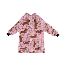 Load image into Gallery viewer, Flower Garden Red Dachshund Blanket Hoodie-Blanket-Apparel, Blanket Hoodie, Blankets, Dachshund, Dog Mom Gifts-Light Pink-ONE SIZE-16