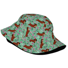 Load image into Gallery viewer, Flower Garden Red Dachshund Bucket Hat-Hats &amp; Caps-Accessories,Dachshund,Dog Dad Gifts,Dog Mom Gifts,Hats-42