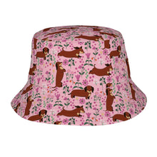 Load image into Gallery viewer, Flower Garden Red Dachshund Bucket Hat-Hats &amp; Caps-Accessories,Dachshund,Dog Dad Gifts,Dog Mom Gifts,Hats-Light Pink-One Size-1