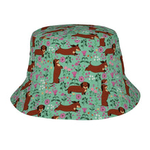 Load image into Gallery viewer, Flower Garden Red Dachshund Bucket Hat-Hats &amp; Caps-Accessories,Dachshund,Dog Dad Gifts,Dog Mom Gifts,Hats-Mint Green-One Size-41