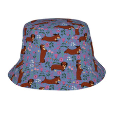 Load image into Gallery viewer, Flower Garden Red Dachshund Bucket Hat-Hats &amp; Caps-Accessories,Dachshund,Dog Dad Gifts,Dog Mom Gifts,Hats-Slate Blue-One Size-9