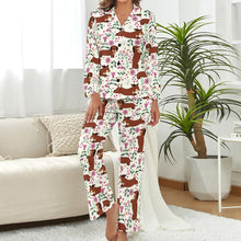 Load image into Gallery viewer, Flower Garden Red Dachshund Love Pajamas Set for Women-Pajamas-Apparel, Dachshund, Pajamas-7