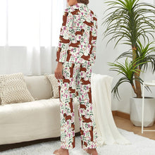 Load image into Gallery viewer, Flower Garden Red Dachshund Love Pajamas Set for Women-Pajamas-Apparel, Dachshund, Pajamas-8