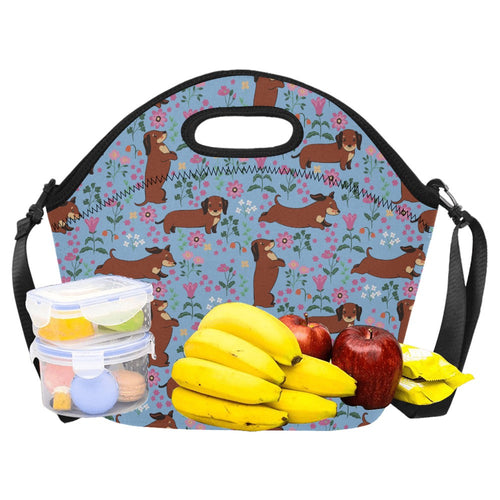 Flower Garden Red Dachshund Neoprene Lunch Bag-18