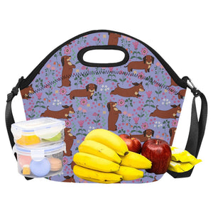 Flower Garden Red Dachshund Neoprene Lunch Bag-33