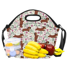 Load image into Gallery viewer, Flower Garden Red Dachshund Neoprene Lunch Bag-3