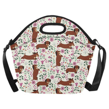 Load image into Gallery viewer, Flower Garden Red Dachshund Neoprene Lunch Bag-Ivory-ONESIZE-1