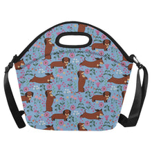 Load image into Gallery viewer, Flower Garden Red Dachshund Neoprene Lunch Bag-LightSkyBlue-ONESIZE-16