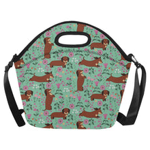 Load image into Gallery viewer, Flower Garden Red Dachshund Neoprene Lunch Bag-MediumAquaMarine-ONESIZE-25