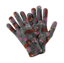 Load image into Gallery viewer, Flower Garden Red Dachshund Touch Screen Gloves-Accessories-Accessories, Dachshund, Dog Dad Gifts, Dog Mom Gifts, Gloves-Gray-4