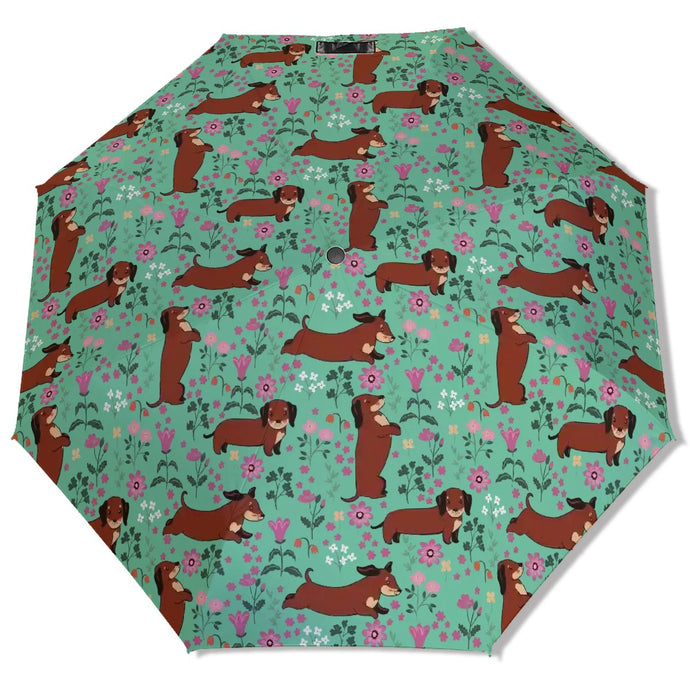 Flower Garden Red Dachshund Umbrella-Accessories-Accessories,Dog Mom Gifts,Umbrella-1