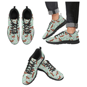 Flower Garden Red Dachshund Women's Breathable Sneakers-Footwear-Dachshund, Dog Mom Gifts, Shoes-PaleTurquoise-US13-17