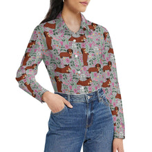 Load image into Gallery viewer, Flower Garden Red Dachshund Women&#39;s Shirt-Apparel-Apparel,Dachshund,Dog Mom Gifts,Shirt-29